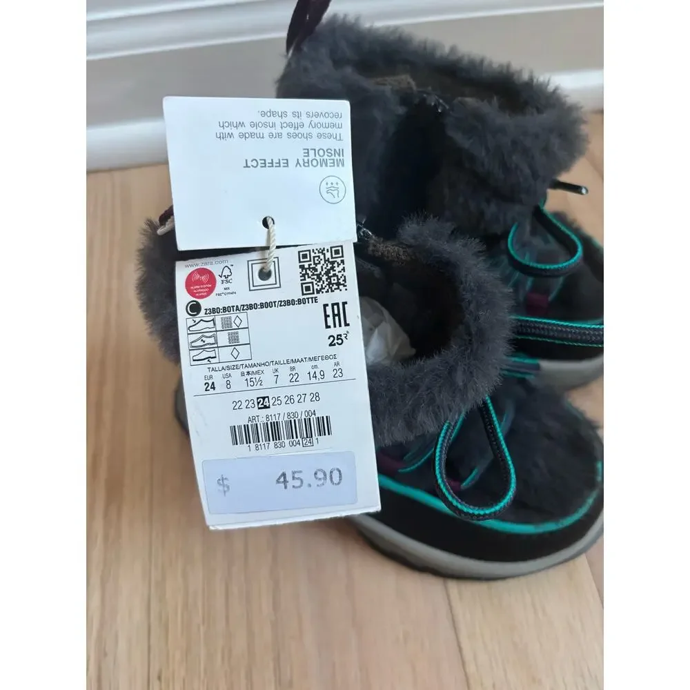 NWT Zara TECHNICAL BOOTS LIMITED EDITION GRAY Toddler Size 8
